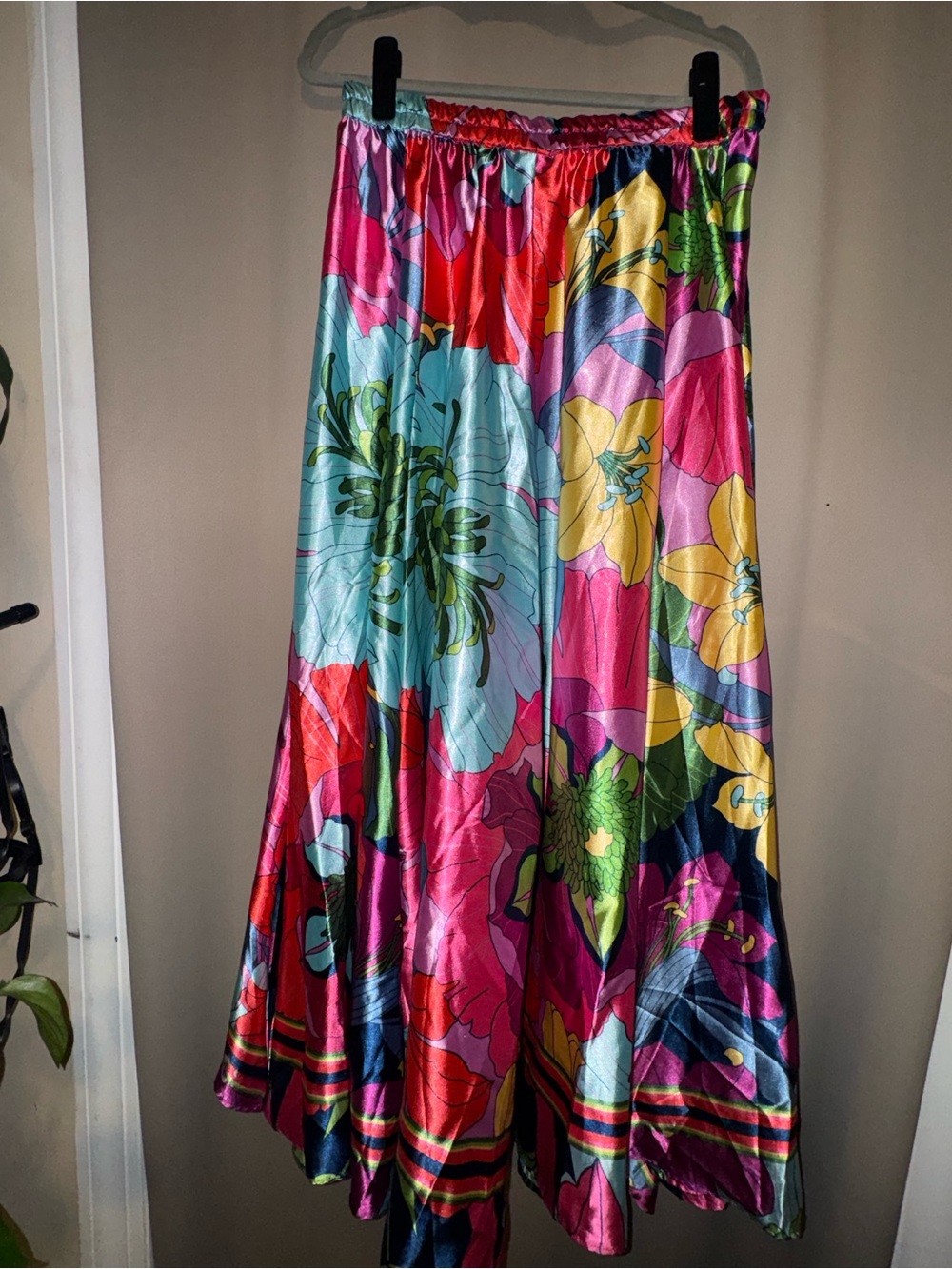 Ashley Stewart Multicolor Floral Satin Maxi Skirt